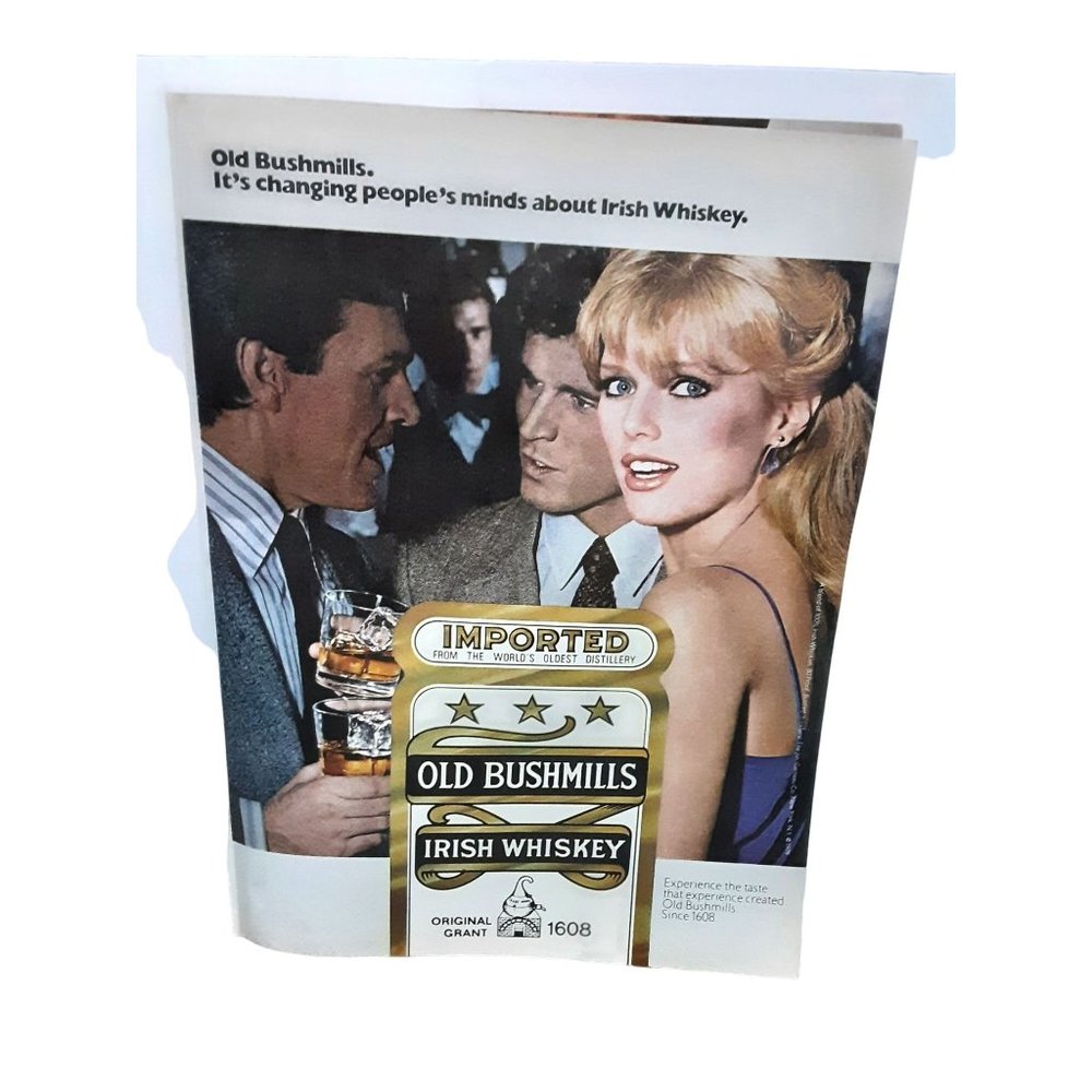 Old Bushmills Irish Whiskey with Woman vintage 1979 Original Magazine Ad